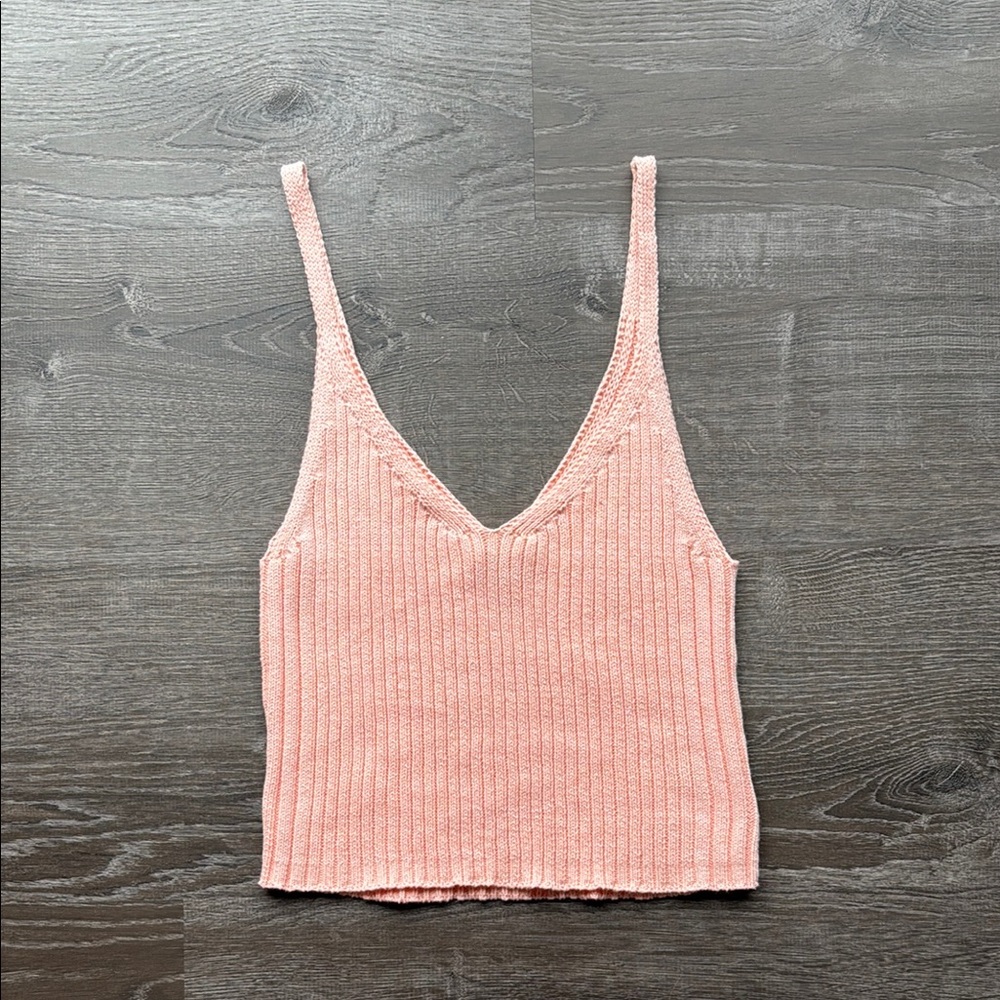 American Eagle Pink Ribbed Knit Women's Top